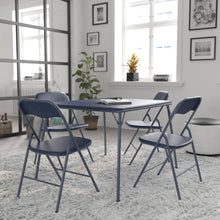 Load image into Gallery viewer, 5 Piece Navy Folding Card Table and Chair Set
