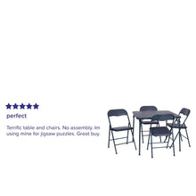 Load image into Gallery viewer, 5 Piece Navy Folding Card Table and Chair Set

