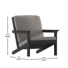 Load image into Gallery viewer, Adirondack Style Deep Seat Patio Club Chair with Cushions, Black/Charcoal
