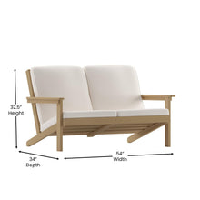 Load image into Gallery viewer, Adirondack Style Deep Seat Patio Loveseat with Cushions, Natural Cedar/Cream
