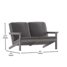 Load image into Gallery viewer, Adirondack Style Deep Seat Patio Loveseat with Cushions, Gray/Gray
