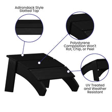Load image into Gallery viewer, Modern All-Weather Poly Resin Wood Adirondack Ottoman Foot Rest in Black
