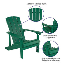 Load image into Gallery viewer, 3 Piece Green Poly Resin Wood Adirondack Chair Set with Fire Pit
