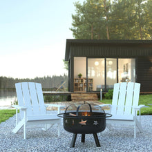 Load image into Gallery viewer, 3 Piece White Poly Resin Wood Adirondack Chair Set with Fire Pit
