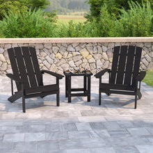 Load image into Gallery viewer, 2 Pack All-Weather Poly Resin Wood Adirondack Chairs with Side Table in Black
