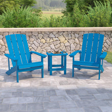 Load image into Gallery viewer, 2 Pack All-Weather Poly Resin Wood Adirondack Chairs with Side Table in Blue
