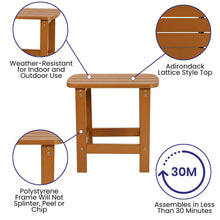Load image into Gallery viewer, 2 Pack All-Weather Poly Resin Wood Adirondack Chairs with Side Table in Teak
