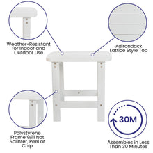 Load image into Gallery viewer, 2 Pack All-Weather Poly Resin Wood Adirondack Chairs with Side Table in White

