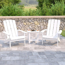 Load image into Gallery viewer, 2 Pack All-Weather Poly Resin Wood Adirondack Chairs with Side Table in White
