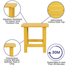 Load image into Gallery viewer, 2 Pack All-Weather Poly Resin Wood Adirondack Chairs with Side Table in Yellow
