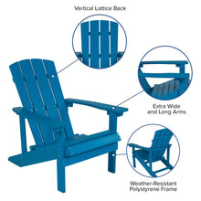 Load image into Gallery viewer, 5 Piece Blue Poly Resin Wood Adirondack Chair Set with Fire Pit
