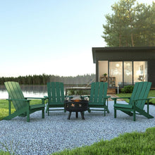 Load image into Gallery viewer, 5 Piece Green Poly Resin Wood Adirondack Chair Set with Fire Pit
