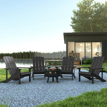 Load image into Gallery viewer, 5 Piece Slate Gray Poly Resin Wood Adirondack Chair Set with Fire Pit
