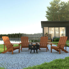 Load image into Gallery viewer, 5 Piece Teak Poly Resin Wood Adirondack Chair Set with Fire Pit
