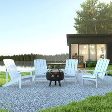 Load image into Gallery viewer, 5 Piece White Poly Resin Wood Adirondack Chair Set with Fire Pit
