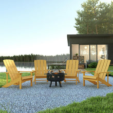 Load image into Gallery viewer, 5 Piece Yellow Poly Resin Wood Adirondack Chair Set with Fire Pit
