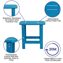 Load image into Gallery viewer, 2 Pack All-Weather Poly Resin Folding Adirondack Chairs with Side Table in Blue
