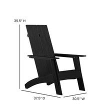 Load image into Gallery viewer, Modern All-Weather Poly Resin Wood Adirondack Chair with Foot Rest in Black
