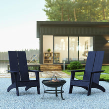Load image into Gallery viewer, Set of 2 Navy Sawyer Chairs with 22" Round Wood Burning Fire Pit
