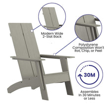 Load image into Gallery viewer, Modern Commercial All-Weather Poly Resin Wood Adirondack Chair in Gray
