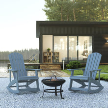 Load image into Gallery viewer, Set of 2 Sea Foam Adirondack Rocking Chairs with 22" Round Wood Burning Fire Pit
