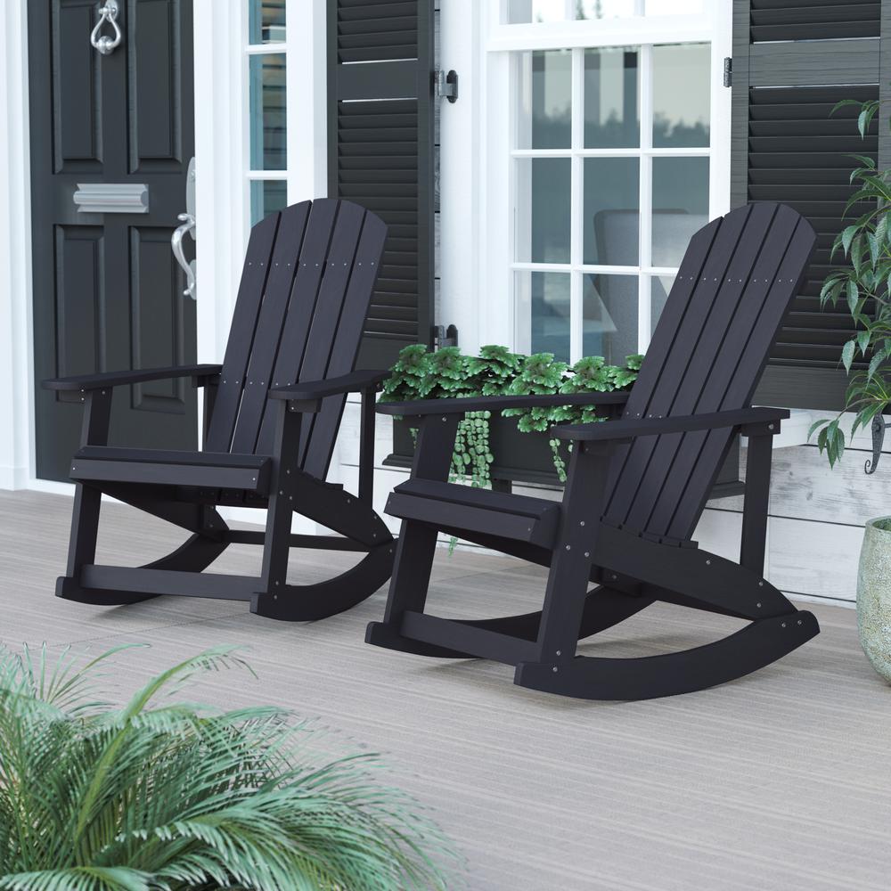 Adirondack Rocking Chair in Black - Set of 2