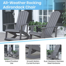 Load image into Gallery viewer, Adirondack Rocking Chair with Rust Resistant Stainless Steel Hardware in Gray
