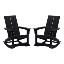 Load image into Gallery viewer, All-Weather 2-Slat Poly Resin Rocking Adirondack Chair in Black - Set of2
