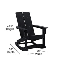 Load image into Gallery viewer, All-Weather 2-Slat Poly Resin Wood Rocking Adirondack Chair in Black
