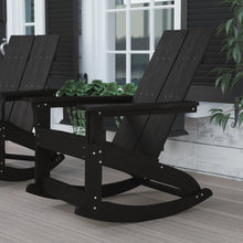 Load image into Gallery viewer, All-Weather 2-Slat Poly Resin Wood Rocking Adirondack Chair in Black
