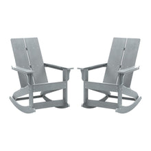 Load image into Gallery viewer, All-Weather 2-Slat Poly Resin Rocking Adirondack Chair in Gray - Set of2
