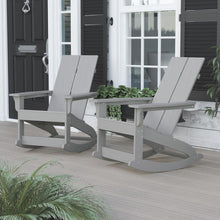 Load image into Gallery viewer, All-Weather 2-Slat Poly Resin Rocking Adirondack Chair in Gray - Set of2
