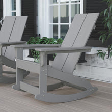 Load image into Gallery viewer, All-Weather 2-Slat Poly Resin Wood Rocking Adirondack Chair in Gray
