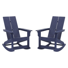 Load image into Gallery viewer, All-Weather 2-Slat Poly Resin Rocking Adirondack Chair in Navy - Set of2
