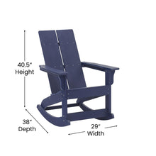 Load image into Gallery viewer, All-Weather 2-Slat Poly Resin Wood Rocking Adirondack Chair in Navy
