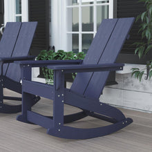 Load image into Gallery viewer, All-Weather 2-Slat Poly Resin Wood Rocking Adirondack Chair in Navy
