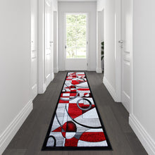 Load image into Gallery viewer, 3' x 10' Red Geometric Abstract Area Rug - Olefin Rug
