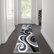 Load image into Gallery viewer, 2' x 7' Gray Abstract Area Rug - Olefin Rug - Hallway, Entryway, or Bedroom

