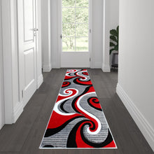 Load image into Gallery viewer, 2' x 7' Red Abstract Area Rug - Olefin Rug - Hallway, Entryway, or Bedroom
