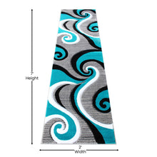 Load image into Gallery viewer, 2' x 7' Turquoise Abstract Area Rug - Olefin Rug - Hallway, Entryway, or Bedroom
