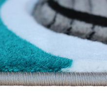Load image into Gallery viewer, 3' x 16' Turquoise Abstract Area Rug - Olefin Rug
