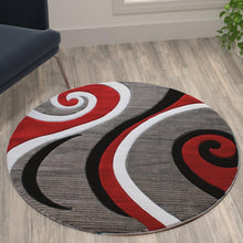 Load image into Gallery viewer, 4' x 4' Red Abstract Area Rug - Olefin Rug - Hallway, Entryway, or Bedroom
