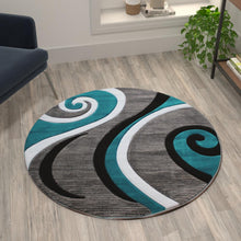 Load image into Gallery viewer, 4' x 4' Turquoise Abstract Area Rug - Olefin Rug - Hallway, Entryway, or Bedroom
