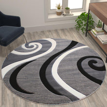 Load image into Gallery viewer, 5' x 5' Gray Abstract Area Rug - Olefin Rug - Hallway, Entryway, or Bedroom
