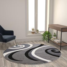 Load image into Gallery viewer, 5' x 5' Gray Abstract Area Rug - Olefin Rug - Hallway, Entryway, or Bedroom
