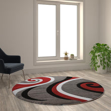 Load image into Gallery viewer, 5' x 5' Red Abstract Area Rug - Olefin Rug - Hallway, Entryway, or Bedroom
