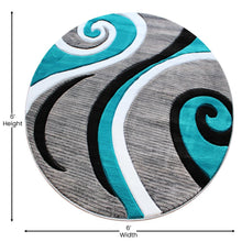 Load image into Gallery viewer, 5' x 5' Turquoise Abstract Area Rug - Olefin Rug - Hallway, Entryway, or Bedroom
