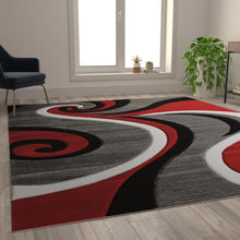 Load image into Gallery viewer, 8' x 10' Red Abstract Area Rug - Olefin Rug - Hallway, Entryway, or Bedroom
