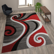 Load image into Gallery viewer, 8' x 10' Red Abstract Area Rug - Olefin Rug - Hallway, Entryway, or Bedroom
