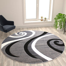 Load image into Gallery viewer, 8' x 8' Gray Abstract Area Rug - Olefin Rug - Hallway, Entryway, or Bedroom
